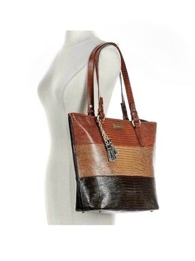 Brahmin Lg Asher Tri-Color Tassel Embossed Lizard Leather Vineyard